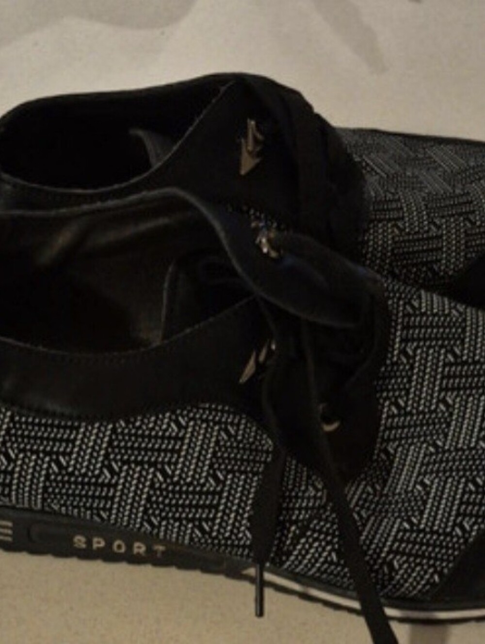 Men's Black Patterned Lace-Up Casual Shoes